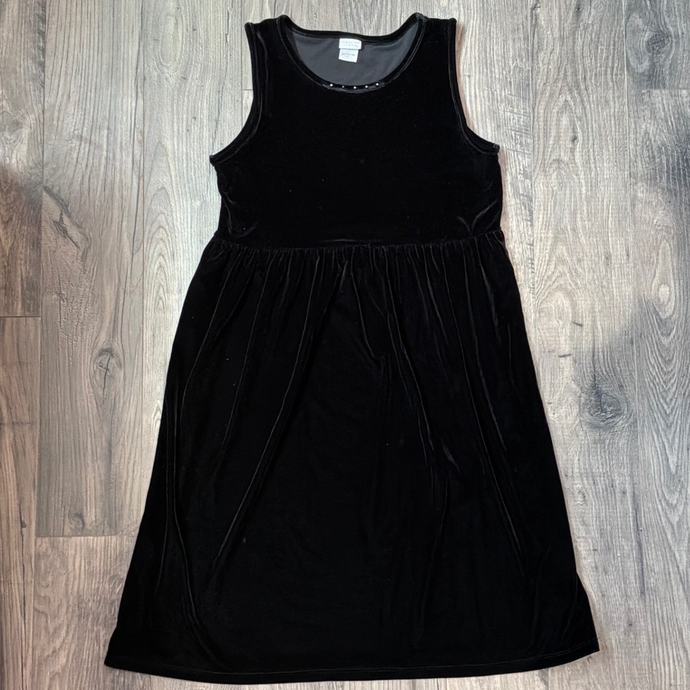 Perfectly Dressed Girls Black Velvet Sleeveless Rhinestone Dress XL 14/16 Formal